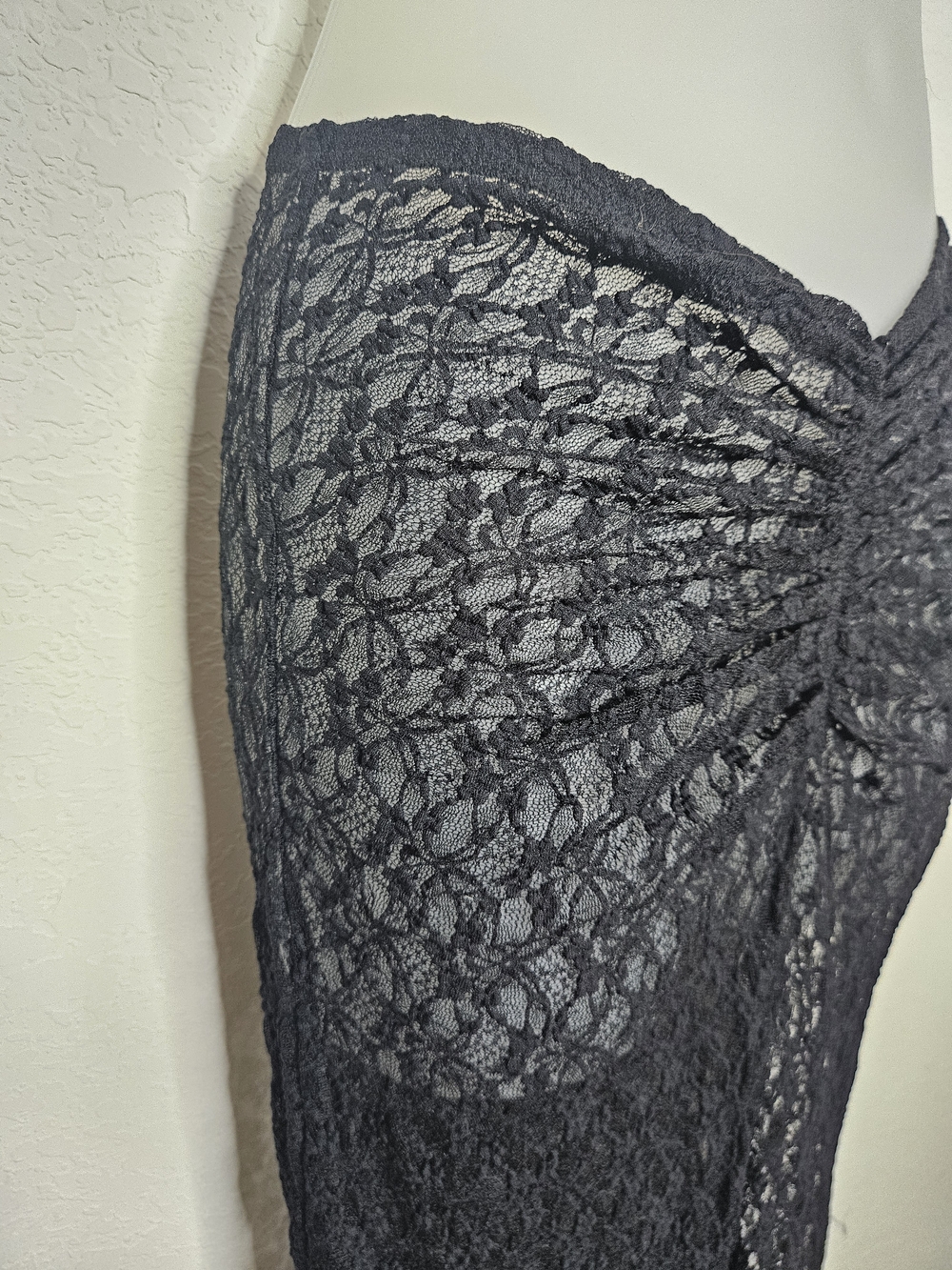 Naked Wardrobe Black Sheer Lace Maxi Skirt Ruched High Waist Size S - Picture 4 of 7